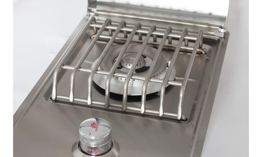 Bull Stainless Steel Single Drop In Gas Side Burner w/ Stainless Steel Lid - 60008