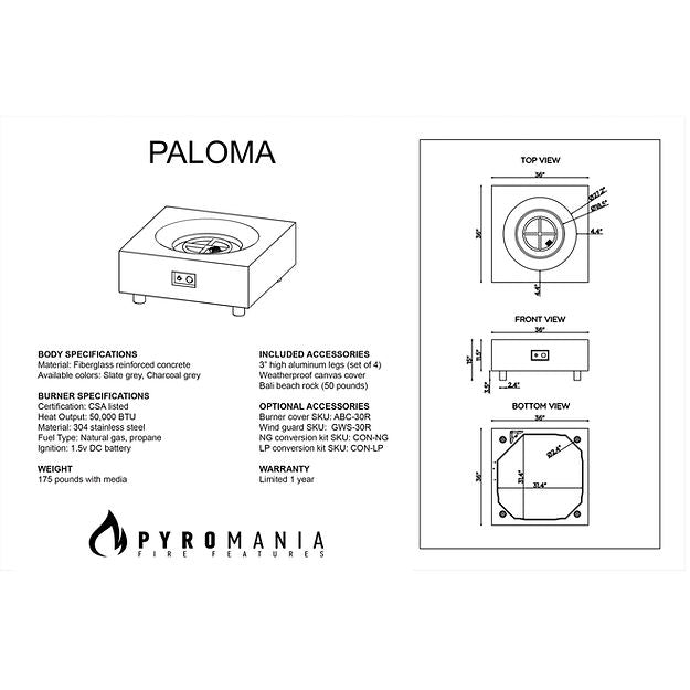 Pyromania Fire Paloma Square 36" x 36" Concrete Fire Pit Table