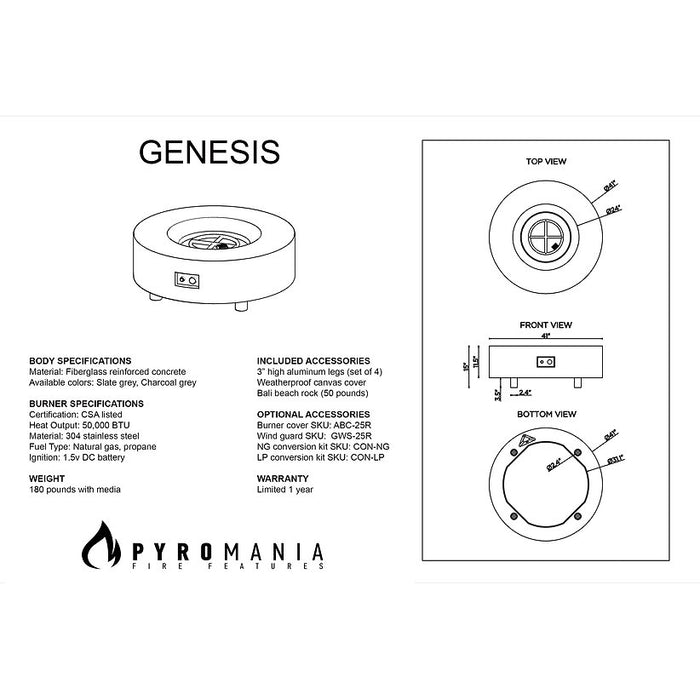 Pyromania Fire Genesis Round 41-Inch Concrete Fire Pit