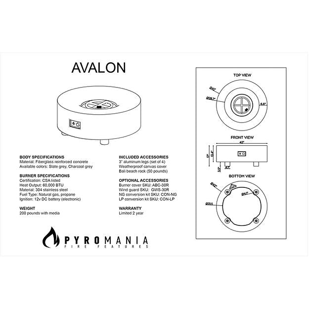 Pyromania Fire Avalon Round 42-Inch Concrete Fire Pit