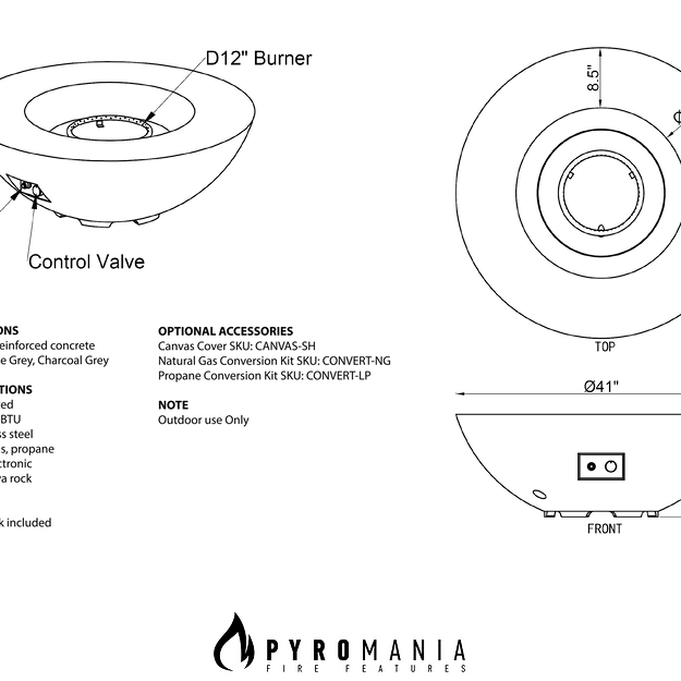 Pyromania Fire Shangri-la 41-Inch Round Concrete Fire Pit