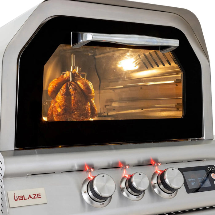 Blaze 26-Inch Built-In Outdoor Pizza Oven with Rotisserie in Stainless Steel - BLZ-26-PZOVN