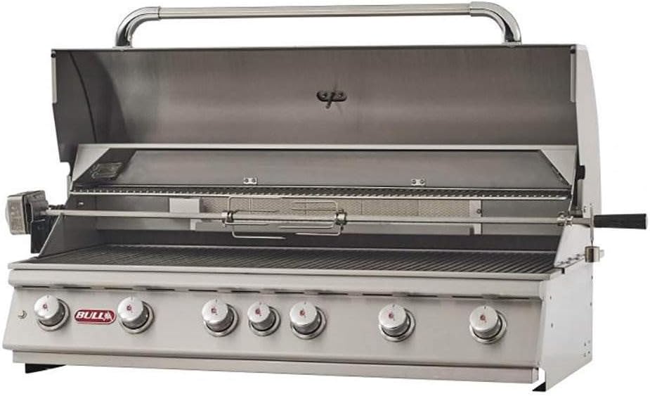 Bull Diablo 46-Inch 6 Burner Built-In Gas Grill with Infrared Rear Burner & Rotisserie Kit - 62648