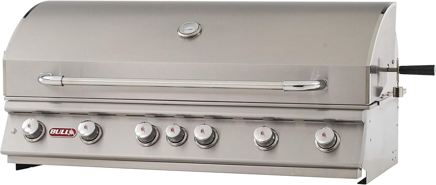 Bull Diablo 46-Inch 6 Burner Built-In Gas Grill with Infrared Rear Burner & Rotisserie Kit - 62648