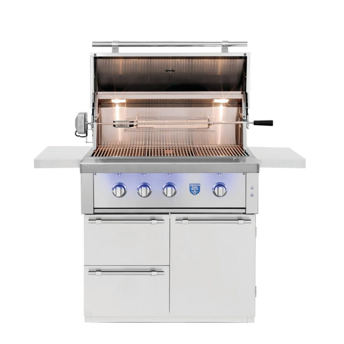 American Made Grills Estate 36 Inch Freestanding Gas Grill with Infrared Searing Burner and Rotisserie Kit - ESTFS36