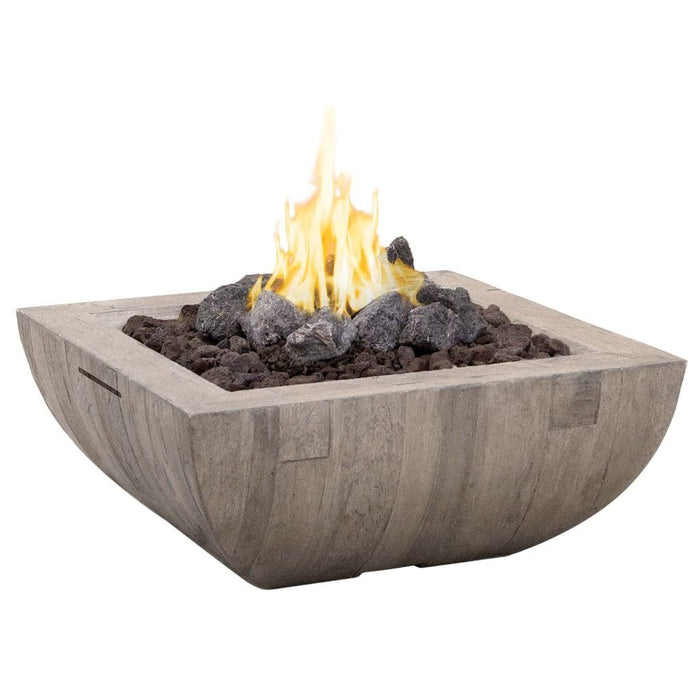 American Fyre Designs Reclaimed Wood Bordeaux Square Gas Fire Bowl