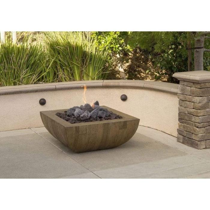 American Fyre Designs Reclaimed Wood Bordeaux Square Gas Fire Bowl