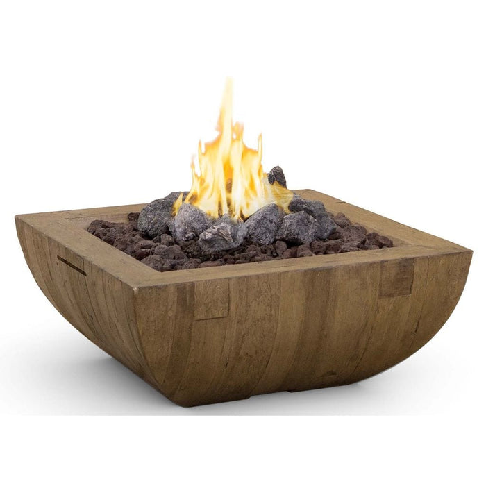 American Fyre Designs Reclaimed Wood Bordeaux Square Gas Fire Bowl