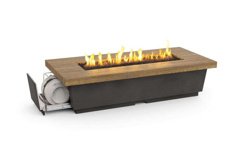 American Fyre Designs Reclaimed Wood Contempo LP Long Gas Firetable