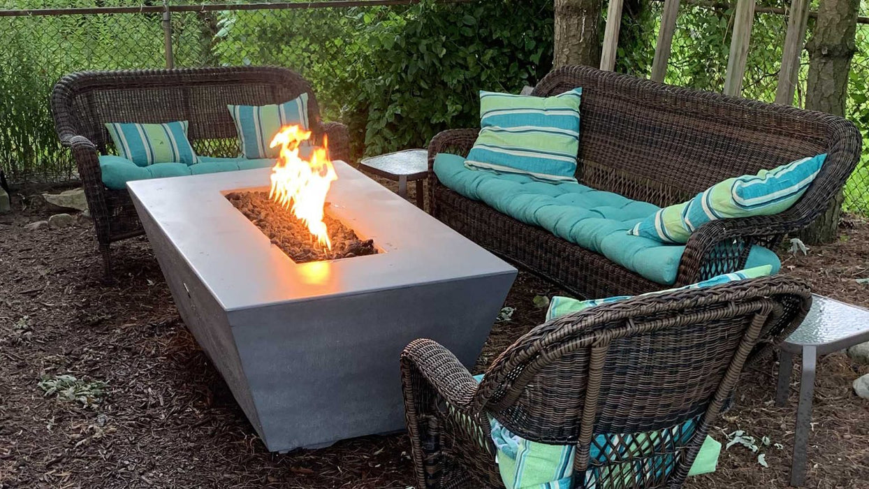 The Outdoor Plus Angelus 60-Inch Rectangle Concrete Fire Pit Table