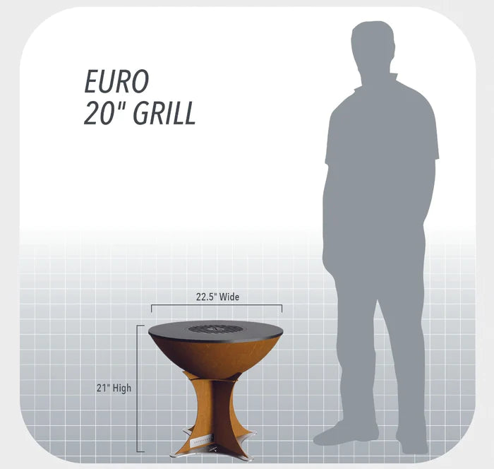 Arteflame Classic 20" - Corten Steel Grill - Tall Euro Base