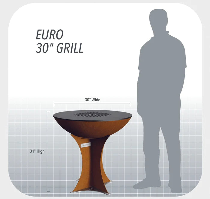 Arteflame Classic 30" - Corten Steel Grill - Tall Euro Base