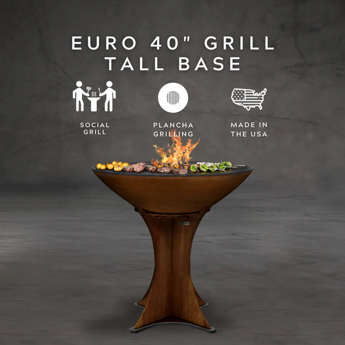 Arteflame Classic 40" - Corten Steel Grill - Tall Euro Base