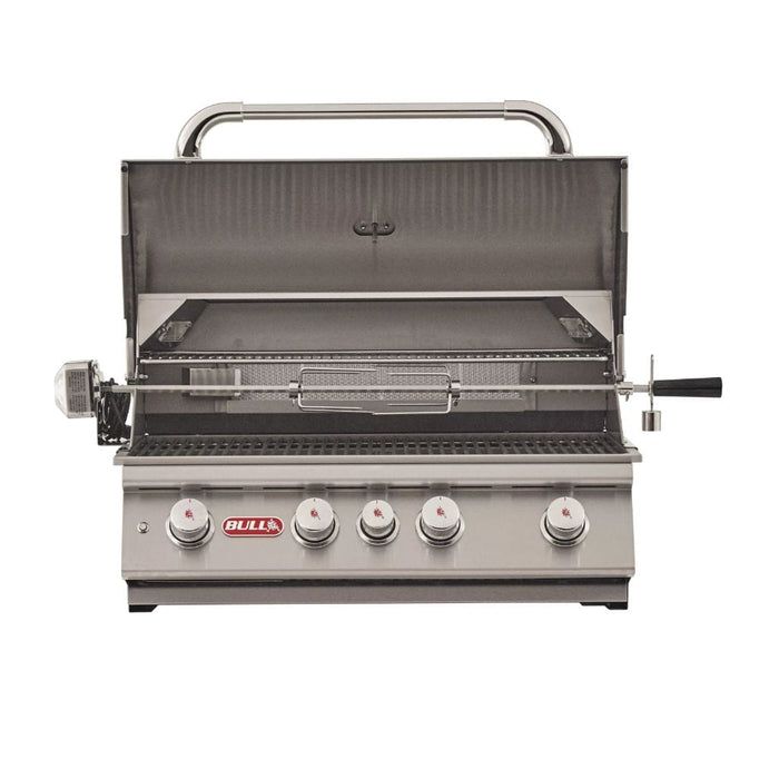 Bull Angus 30-Inch 4-Burner Built-In Gas Grill with Infrared Rear Burner & Rotisserie Kit - 47628