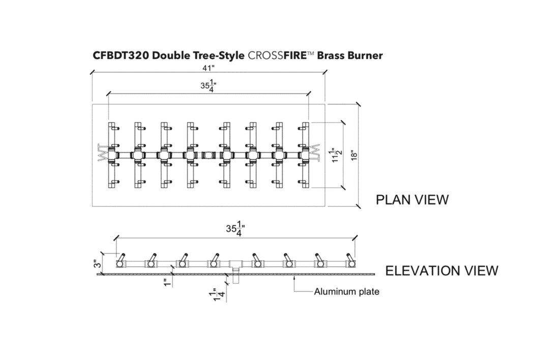 Warming Trends Double Tree Style Crossfire 320K BTU Brass Burner - CFBDT320