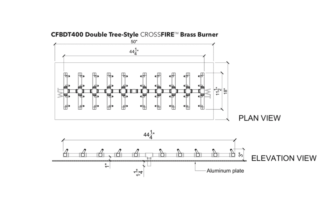 Warming Trends Double Tree Style Crossfire 400K BTU Brass Burner - CFBDT400