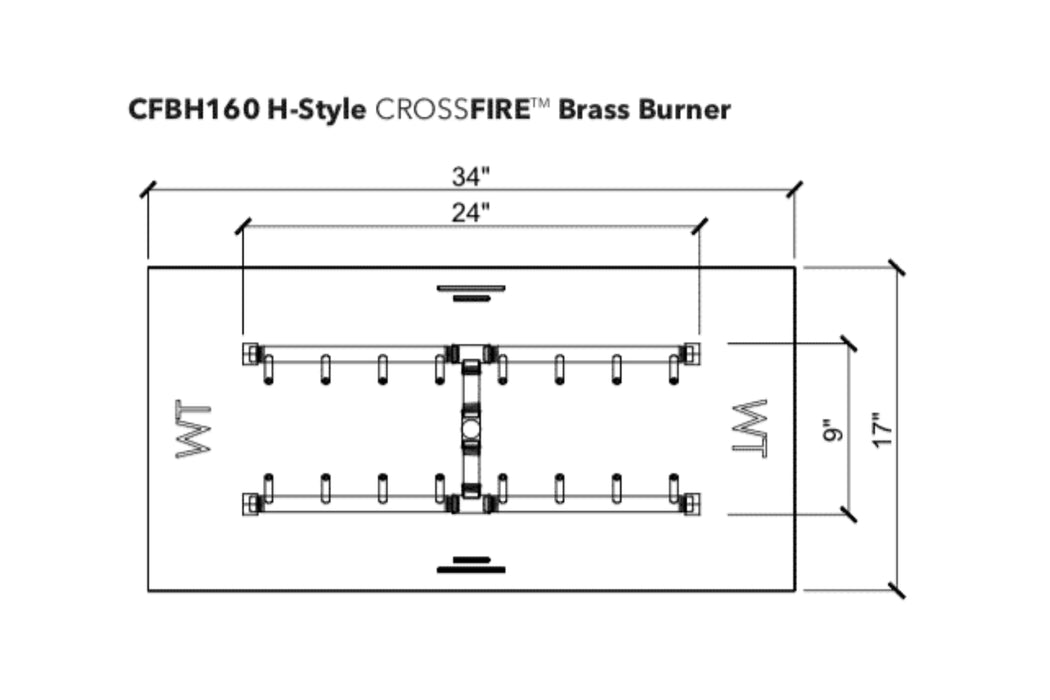 Warming Trends H-Style Crossfire 160K BTU Brass Burner - CFBH160