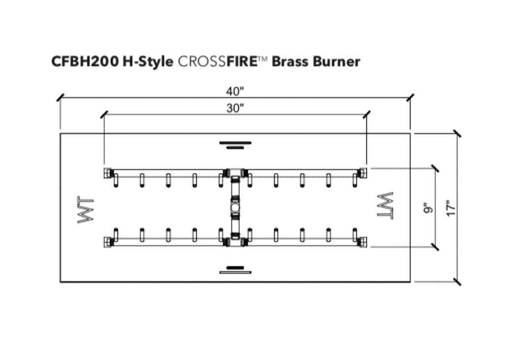 Warming Trends H-Style Crossfire 200K BTU Brass Burner - CFBH200