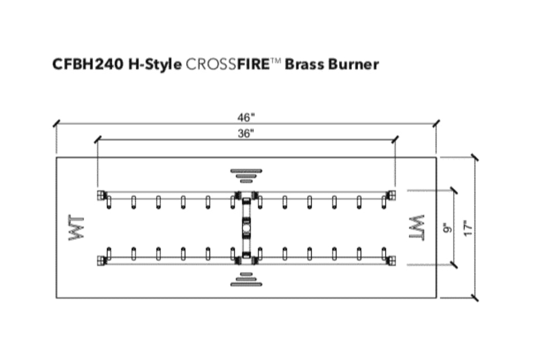 Warming Trends H-Style Crossfire 240K BTU Brass Burner - CFBH240