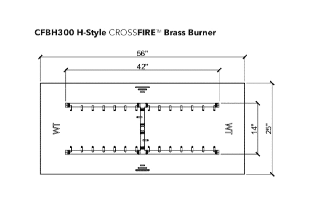 Warming Trends H-Style Crossfire 300K BTU Brass Burner - CFBH300