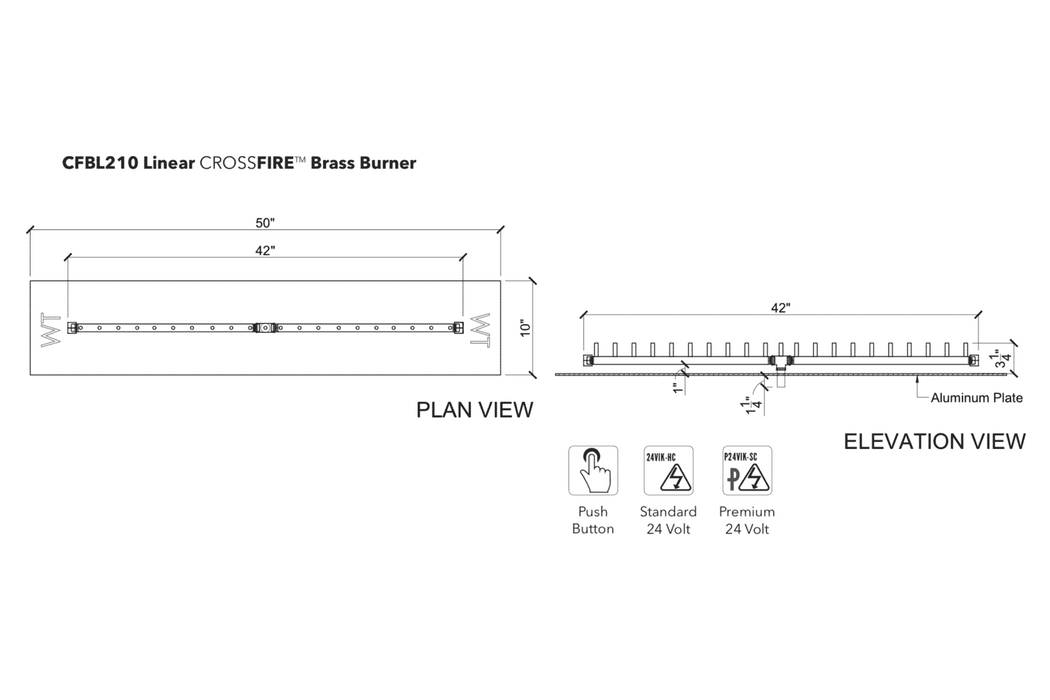 Warming Trends Linear Crossfire 210K BTU Brass Burner - CFBL210