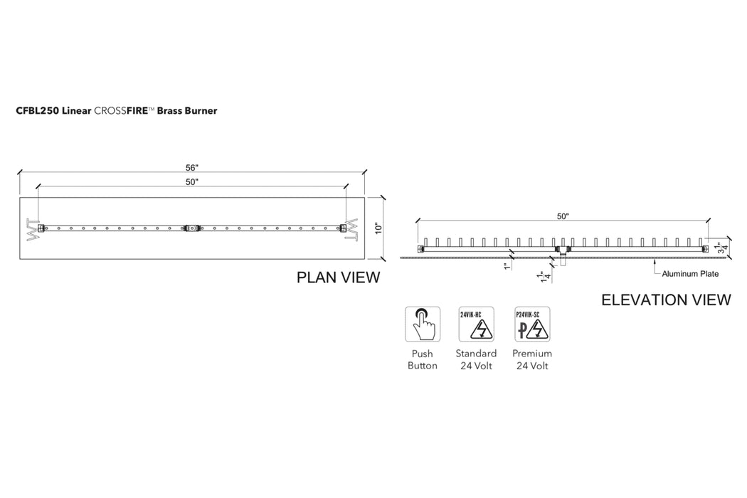 Warming Trends Linear Crossfire 250K BTU Brass Burner - CFBL250