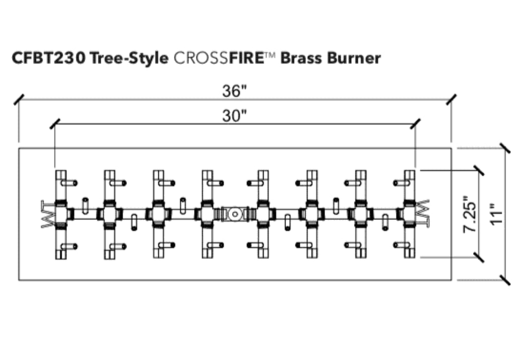 Warming Trends Tree Style Crossfire 230K BTU Brass Burner - CFBT230