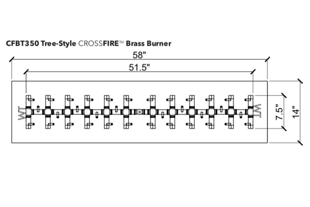 Warming Trends Tree Style Crossfire 350K BTU Brass Burner - CFBT350