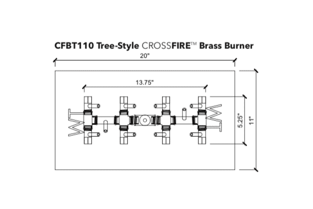 Warming Trends Tree Style Crossfire 110K BTU Brass Burner - CFBT110