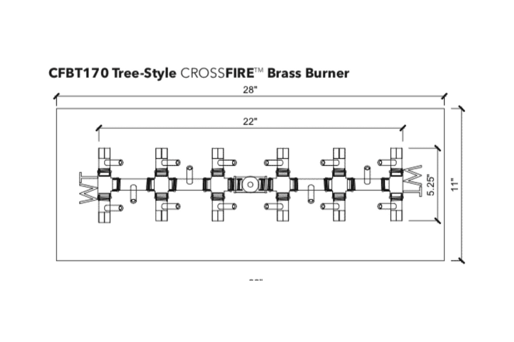 Warming Trends Tree Style Crossfire 170K BTU Brass Burner - CFBT170