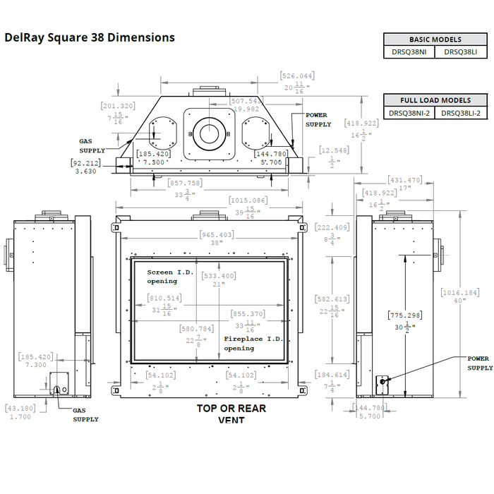 Montigo DelRay 38-Inch Full Load Square Direct Vent Gas Fireplace