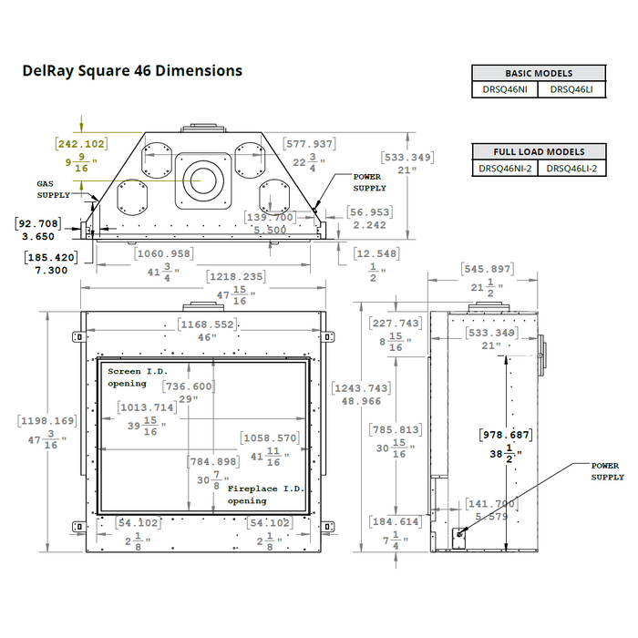 Montigo DelRay 46-Inch Square Direct Vent Gas Fireplace