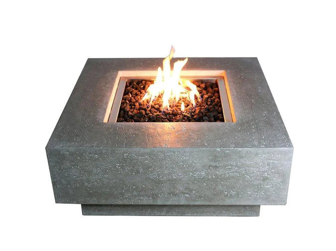 Elementi Manhattan OFG103 Light Gray Square Concrete Fire Pit Table Image with White Background