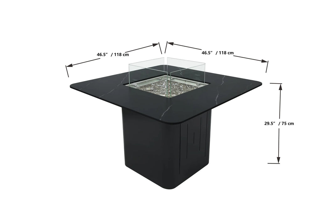 Elementi Plus Brugge Marble Porcelain Dining Fire Table OFP202BB