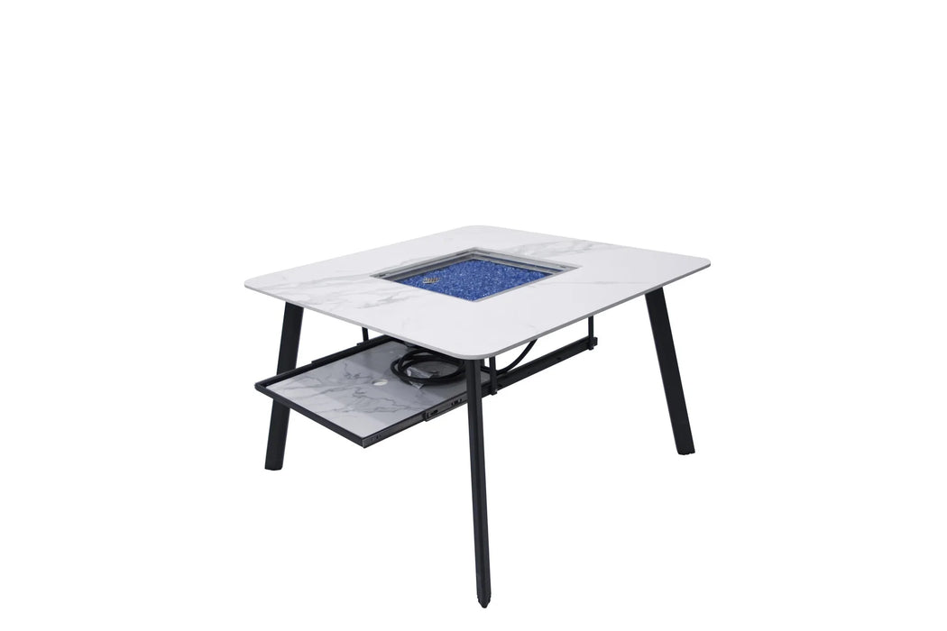 Elementi Plus Helsinki Marble Porcelain Dining Fire Table OFP302BW