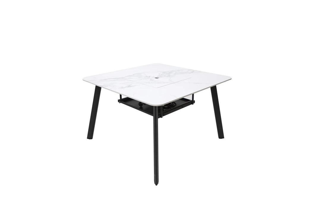 Elementi Plus Helsinki Marble Porcelain Dining Fire Table OFP302BW