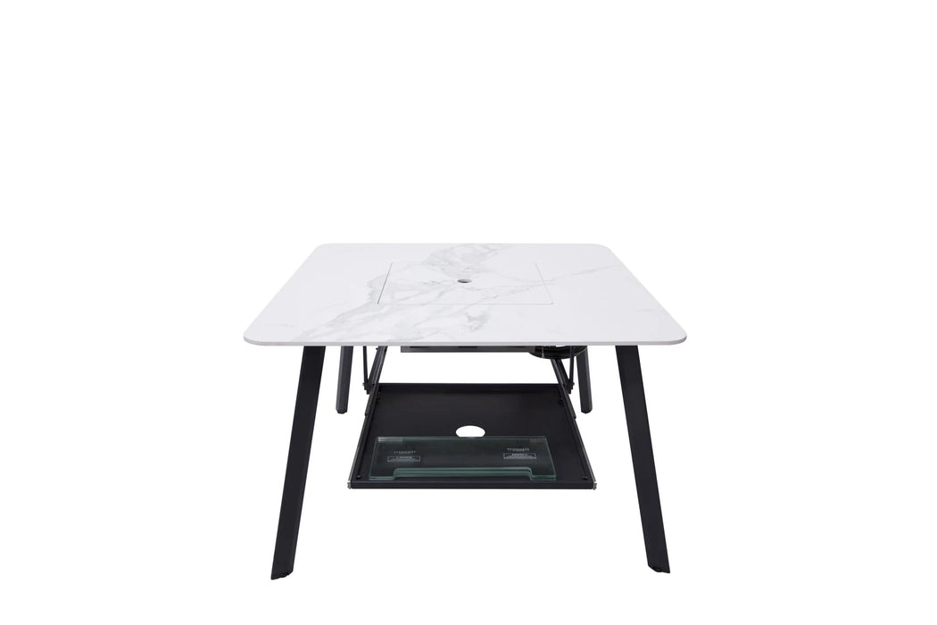 Elementi Plus Helsinki Marble Porcelain Dining Fire Table OFP302BW