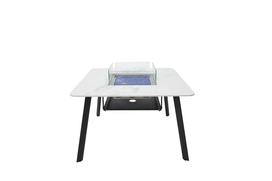 Elementi Plus Helsinki Marble Porcelain Dining Fire Table OFP302BW