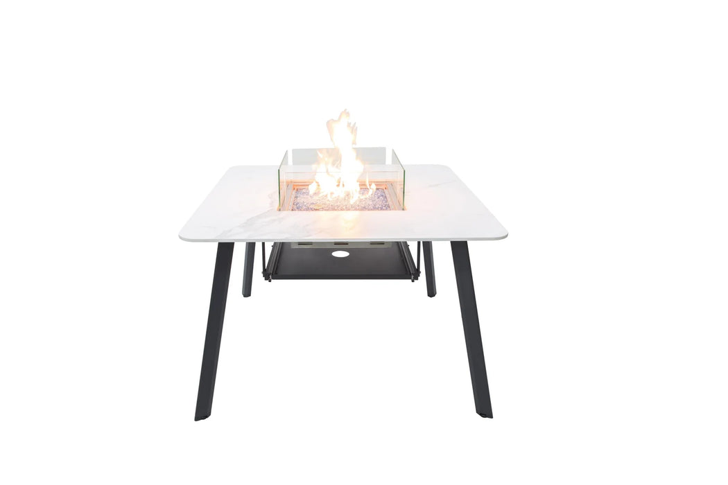 Elementi Plus Helsinki Marble Porcelain Dining Fire Table OFP302BW