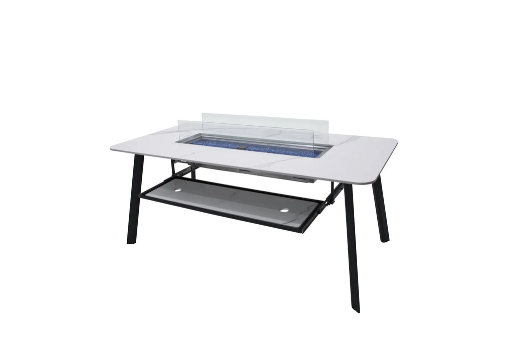 Elementi Plus Oslo Marble Porcelain Fire Dining Table OFP301BW