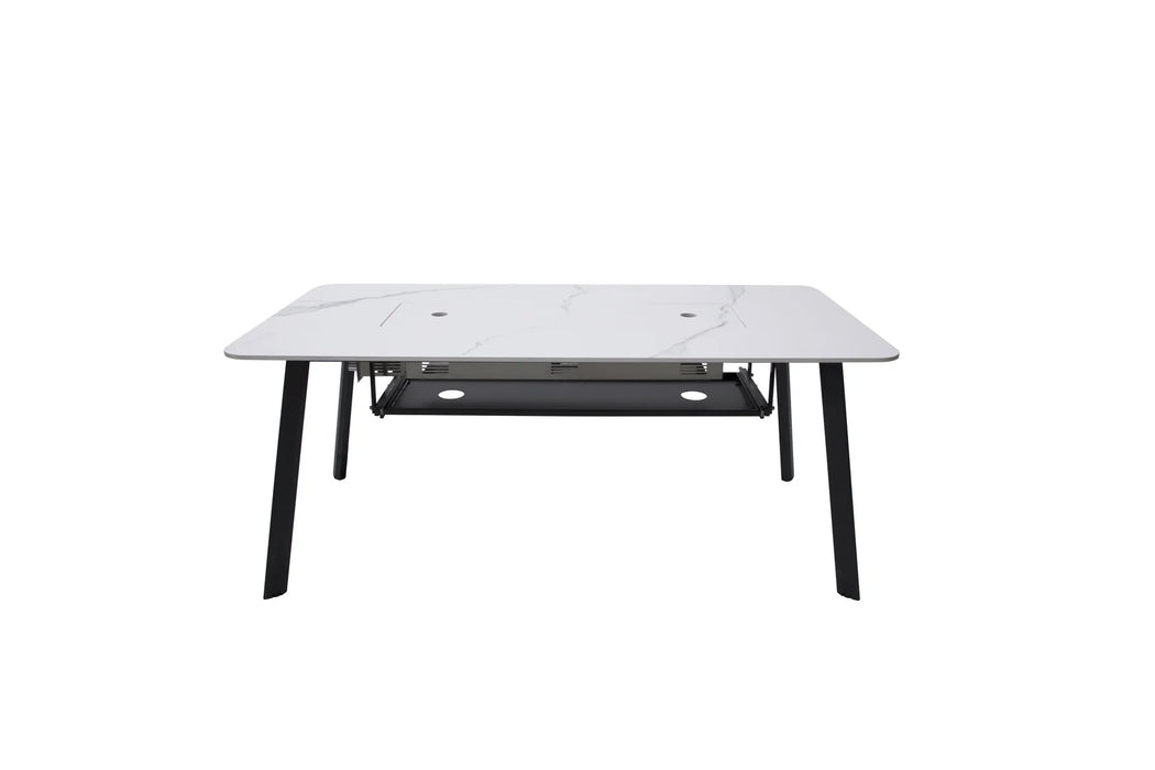 Elementi Plus Oslo Marble Porcelain Fire Dining Table OFP301BW