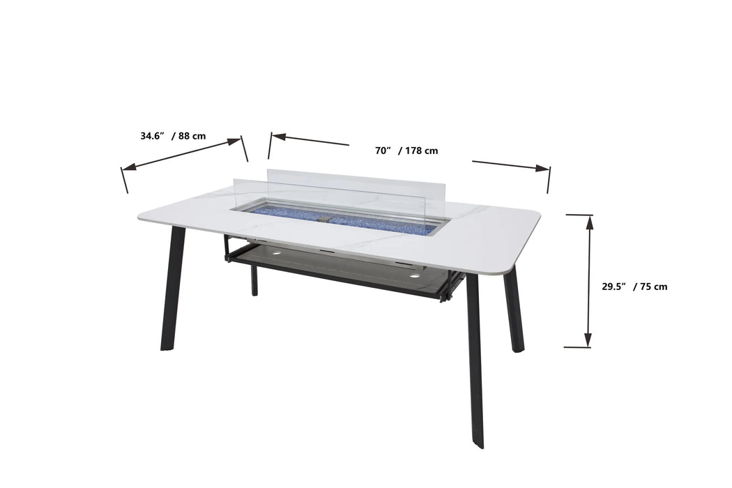 Elementi Plus Oslo Marble Porcelain Fire Dining Table OFP301BW