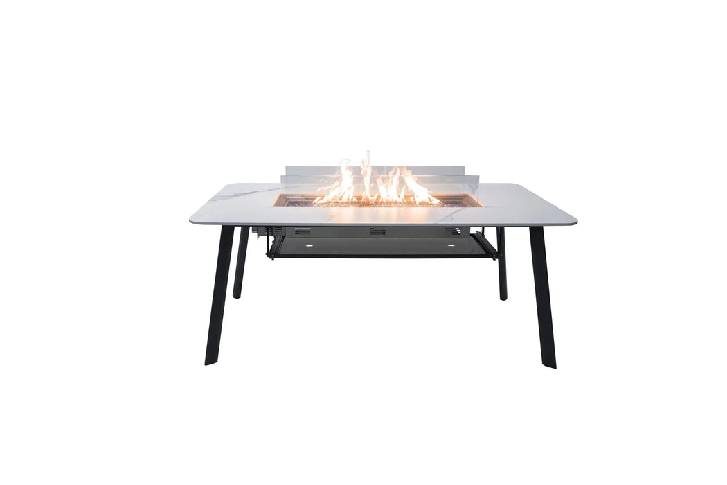 Elementi Plus Oslo Marble Porcelain Fire Dining Table OFP301BW