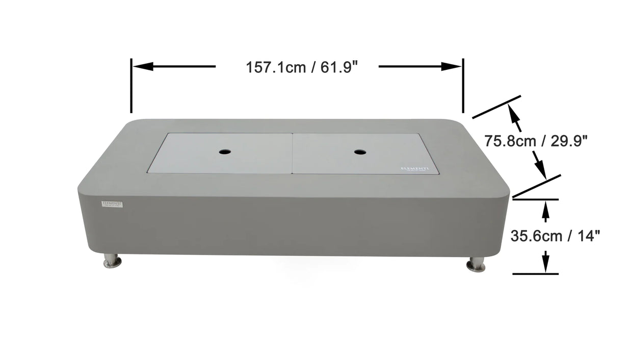 Elementi Sydney ECG01 Ethanol Rectangular Fire Pit Table Dimensions Drawing