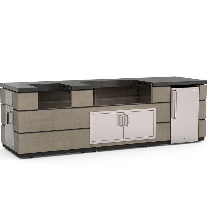 Fire Magic 115" Contemporary Pre-Fab Island Bundle With Smoke Base Finish and Polished Black Lava Counter - IP79-SMR-115BA