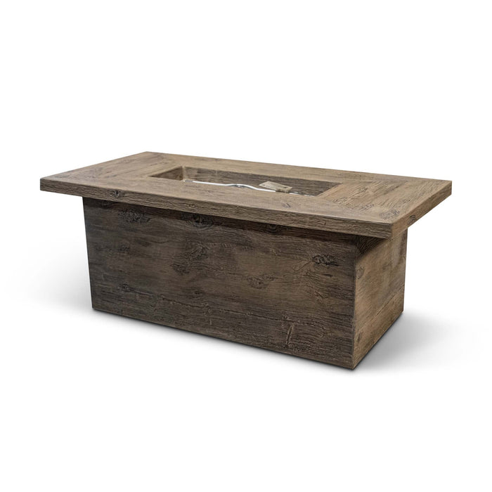 The Outdoor Plus Grove 60-Inch Concrete Wood Grain Fire Pit Table