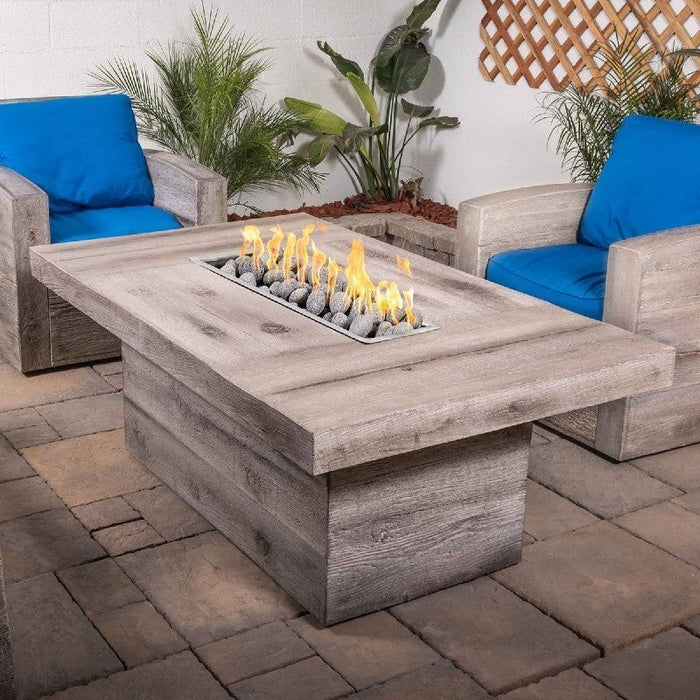 The Outdoor Plus Grove 60-Inch Concrete Wood Grain Fire Pit Table