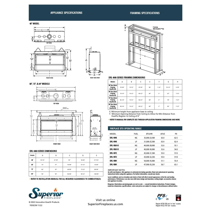 Superior DRL4060 60-Inch Linear Direct Vent Gas Fireplace