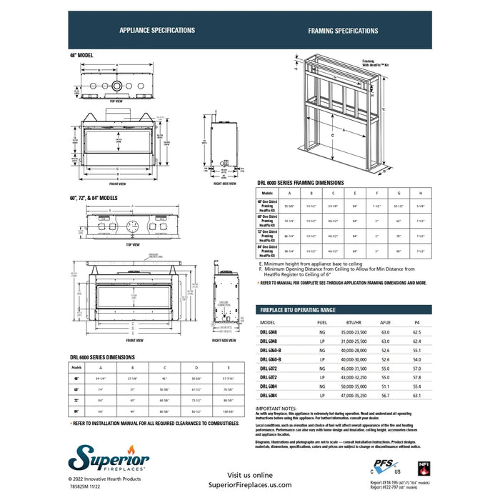 Superior DRL6060 60-Inch Linear Direct Vent Gas Fireplace