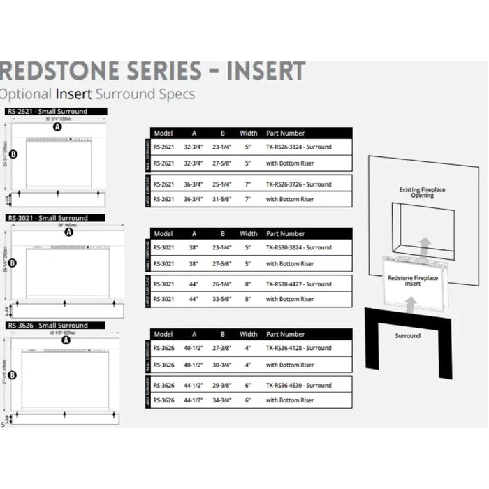 Modern Flames Large 8" Surround for Redstone Series 30 - TK-RS30-4427